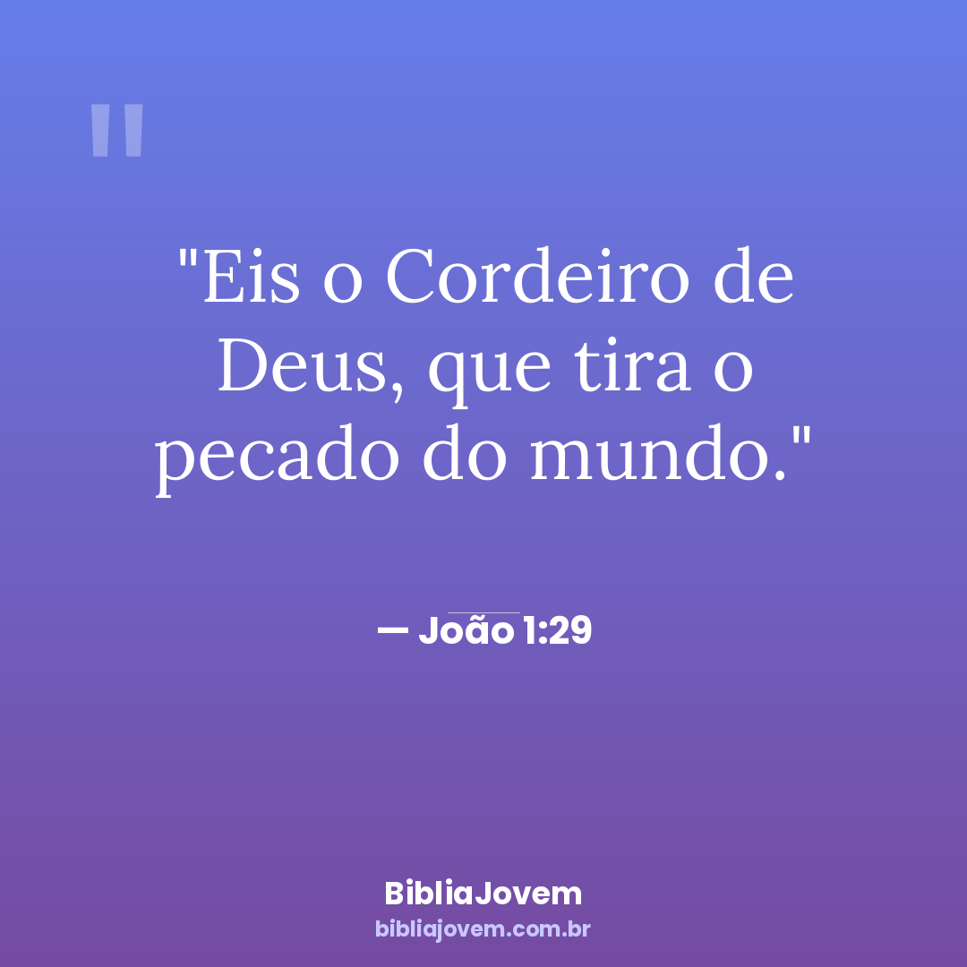 Versículo João 1:29 - Eis o Cordeiro de Deus, que tira o pecado do mundo. - BibliaJovem