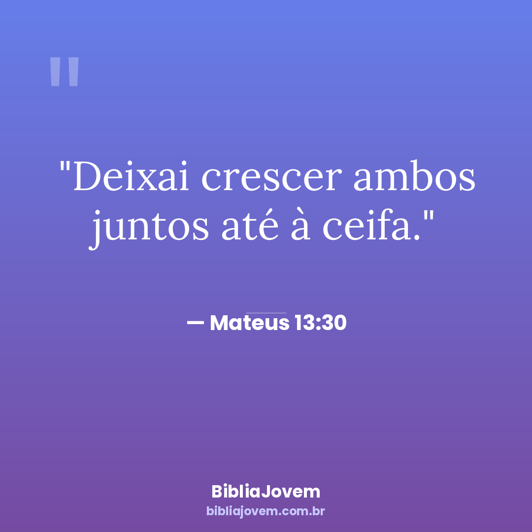 Versículo Mateus 13:30 - Deixai crescer ambos juntos até à ceifa. - BibliaJovem
