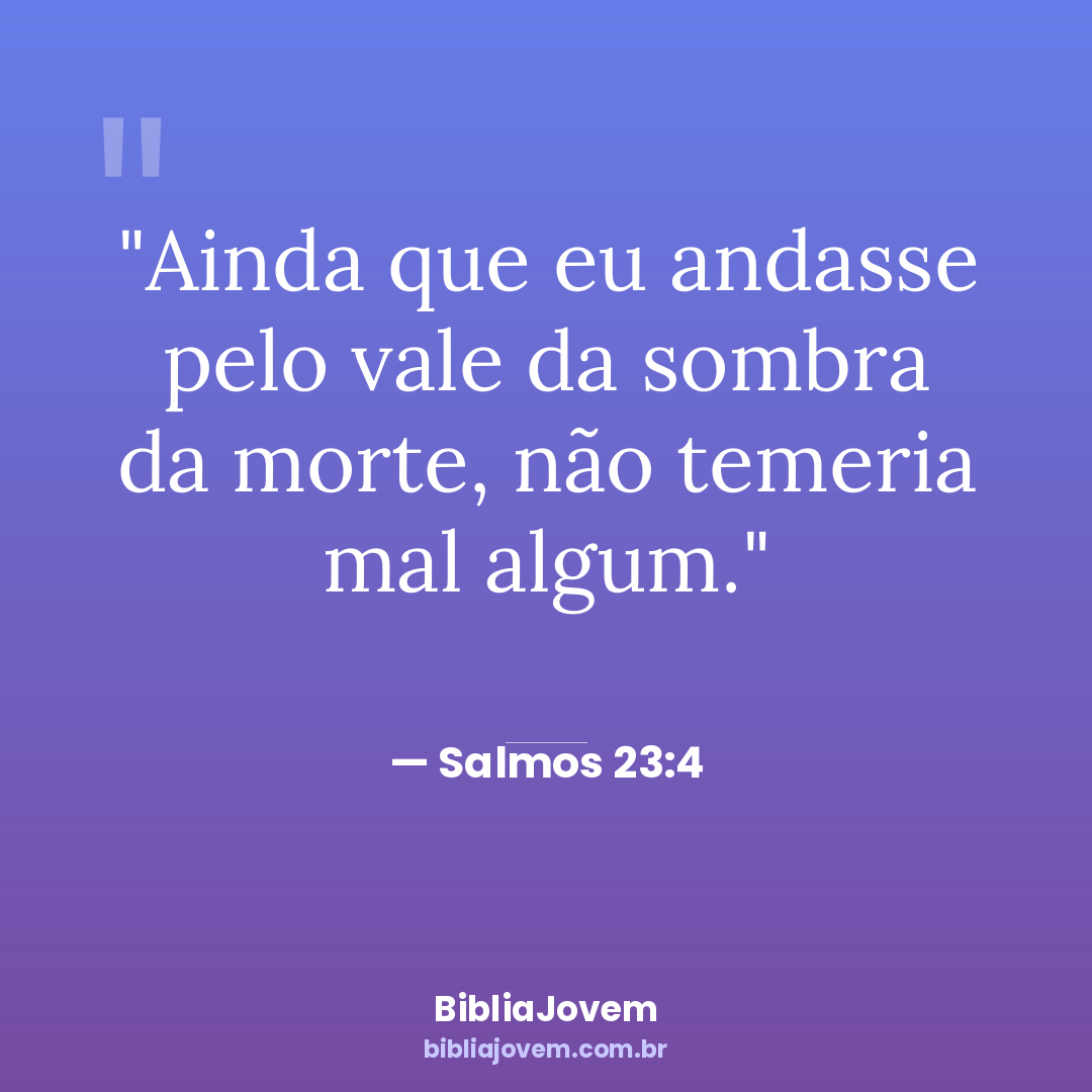 Versículo Salmos 23:4 - Ainda que eu andasse pelo vale da sombra da morte, não temeria mal algum. - BibliaJovem